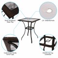 28.5 Inch Outdoor Patio Square Glass Top Table with Rattan Edging - Gallery View 6 of 8