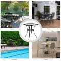 28.5 Inch Outdoor Patio Square Glass Top Table with Rattan Edging - Gallery View 8 of 8