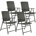 Set of 4 Rattan Folding Chairs - Gallery View 2 of 6
