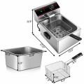 1700W Single Electric Deep Fryer with Basket Scoop Unit - Gallery View 4 of 12