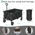 Outdoor Folding Wagon Cart with Adjustable Handle and Universal Wheels - Gallery View 4 of 45