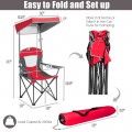 Portable Folding Camping Canopy Chair with Cup Holder Cooler 