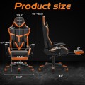 Massage Gaming Chair with Footrest Lumbar Support and Headrest - Gallery View 16 of 24