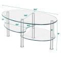 Tempered Glass Oval Side Coffee Table