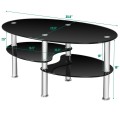 Tempered Glass Oval Side Coffee Table - Gallery View 4 of 22