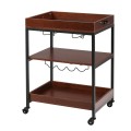 3 Tiers Kitchen Island Serving Bar Cart with Glasses Holder and Wine Bottle Rack - Gallery View 3 of 11