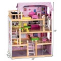 Kids Wood Dollhouse Cottage Playset with Furniture - Gallery View 9 of 9