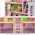 Kids Wood Dollhouse Cottage Playset with Furniture