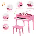 30-Key Wood Toy Kids Grand Piano with Bench & Music Rack