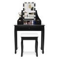 10 LED Lighted Rotating Mirror and 3 Drawers Vanity Table Set with Cushioned Stool - Gallery View 5 of 36