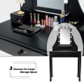 10 LED Lighted Rotating Mirror and 3 Drawers Vanity Table Set with Cushioned Stool - Gallery View 10 of 36