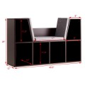 6-Cubby Kid Storage Bookcase Cushioned Reading Nook