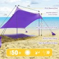 7 x 7 Feet Family Beach Tent Canopy Sunshade with 4 Poles - Gallery View 24 of 28