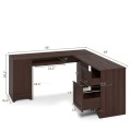 L-shaped Corner Computer Desk with Drawers - Gallery View 4 of 24