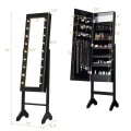 Mirrored Standing Jewelry Armoire Cabinet with LED Lights - Gallery View 4 of 32