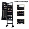 Mirrored Standing Jewelry Armoire Cabinet with LED Lights - Gallery View 5 of 32