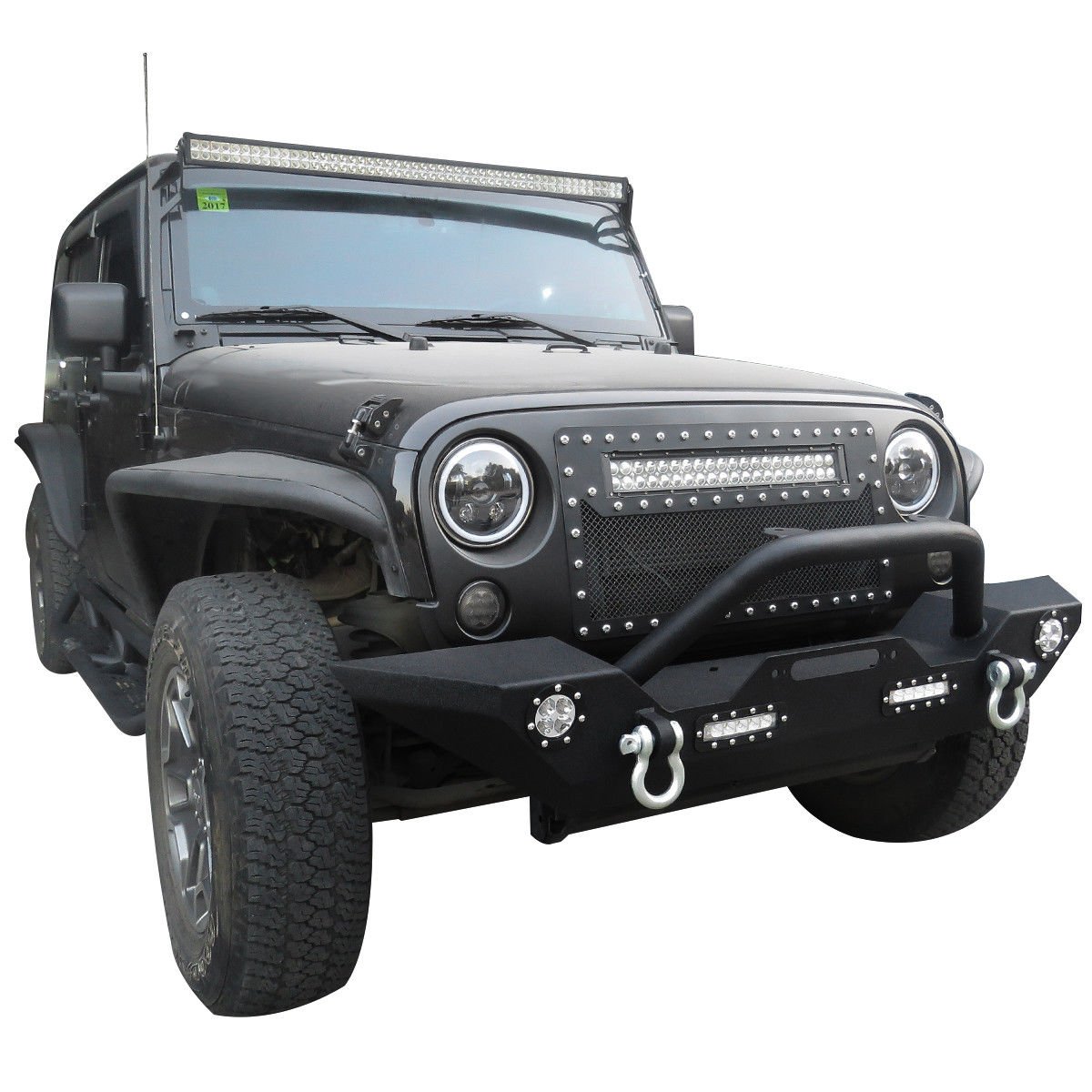Image of Jeep Wrangler JK Winch Plate Front Bumper w/ Built-in LED Lights